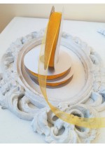 Панделка органза за декорация на ролка ширина 1 см цвят ярко (патешко) жълто